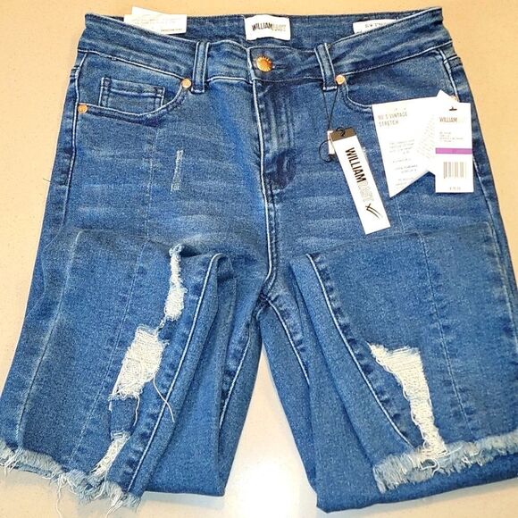 William Rast High Rise Slim Straight Distressed Wash Jeans - Picture 4 of 14